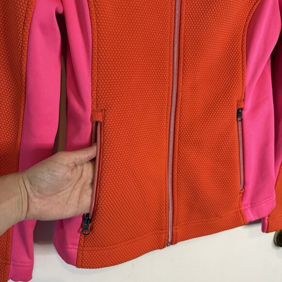 Spyder Women’s S Fleece Ski Jacket Pink Orange Full Zip Hooded Sweatshirt - Picture 2 of 9